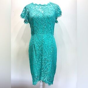 Soiéblu Teal Green Paisley Floral Lace Overlay Eyelash Fringe Dress ModCloth